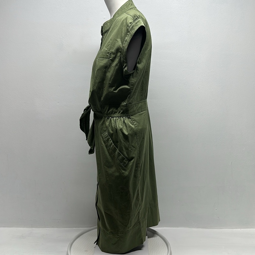 Marc Jacobs Shirt Dress Snap Down Collared Cotton Short Sleeve Army Green 12 - Picture 5 of 9
